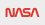 NASA-Logo als Wortmarke: roter Worm-Schriftzug von 1975 mit durchgehend geschwungenen Buchstaben ohne Querbalken