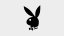 Playboy-Logo als Bildmarke: schwarzer Hasenkopf im Profil mit langen Ohren und Fliege