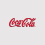 Coca-Cola-Logo von 1996 in klassischer roter Spencerian-Schrift mit markantem Schatteneffekt auf neutralem grauem Hintergrund.