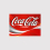 Coca-Cola-Logo von 2002 in weißer Spencerian-Schrift mit „Classic“-Schriftzug auf rotem Hintergrund mit dynamischen Wellen.