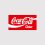 Coca-Cola-Logo von 1987 in weißer Spencerian-Schrift mit „Coke“-Schriftzug auf rotem Hintergrund und geschwungener weißen Welle.
