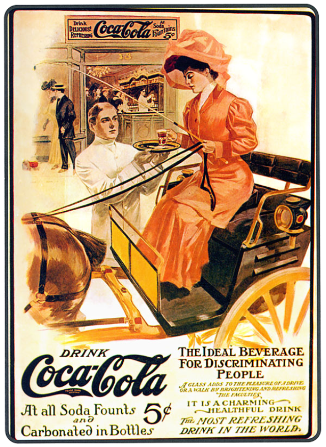 1898, eine der ersten Coca-Cola Werbungen
