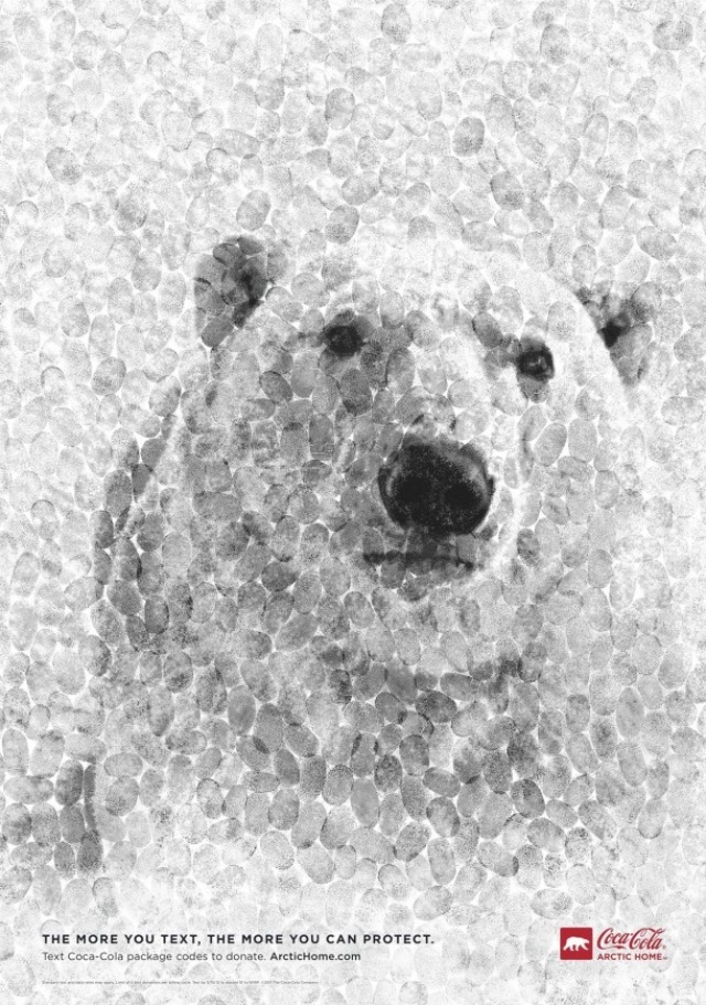 2012, The more you text, the more you can protect – Eine Aktion von Coca-Cole zur Erhaltung der Eisbären