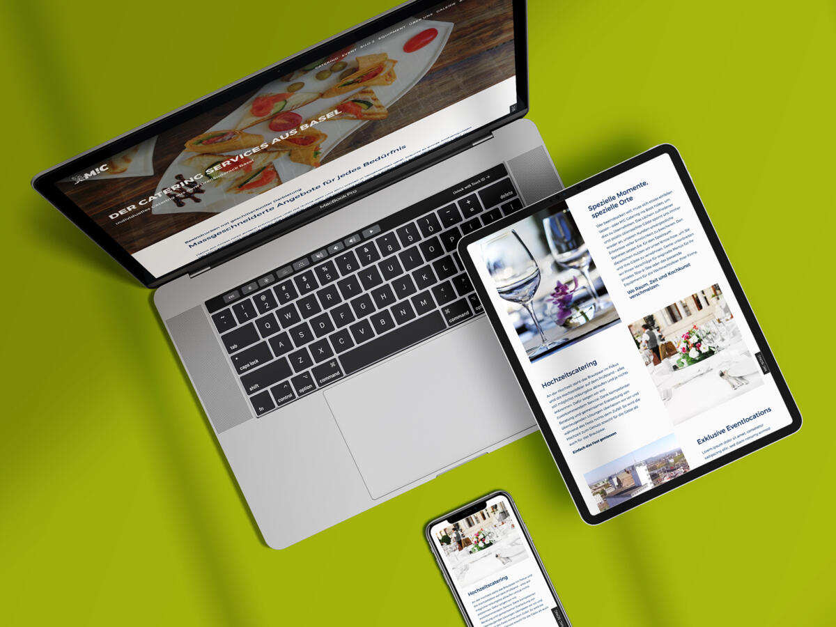 Website mit einem flexiblen Design für ein Catering Firma. Das Webdesign transportiert Genuss zum Betrachter.